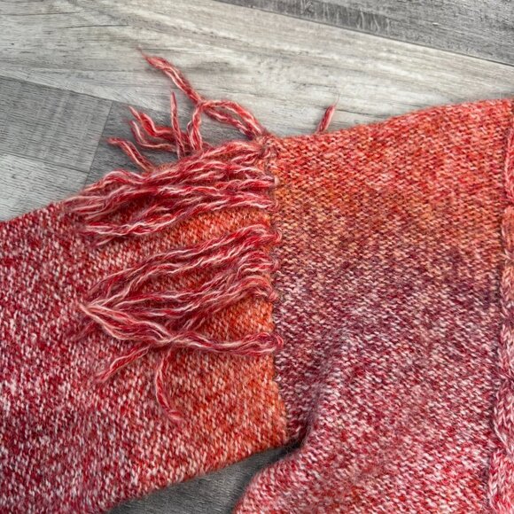 Frye + Co NWT wool blend space dyed  ombre fringe womens sweater size medium I43 - Picture 8 of 11